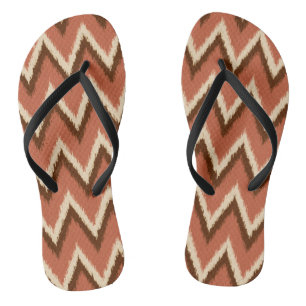 Ikat Chevron Stripes - Rust, Brown and Beige Thongs
