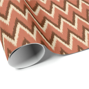 Ikat Chevron Stripes - Rust, Brown and Beige Wrapping Paper