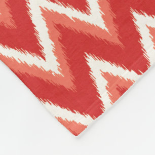 Ikat Chevron Stripes - Rust Orange and White Fleece Blanket
