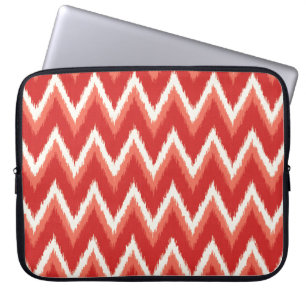 Ikat Chevron Stripes - Rust Orange and White Laptop Sleeve