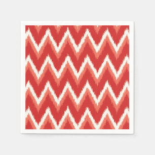 Ikat Chevron Stripes - Rust Orange and White Napkin