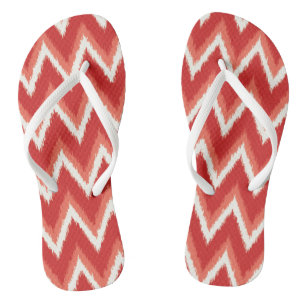 Ikat Chevron Stripes - Rust Orange and White Thongs