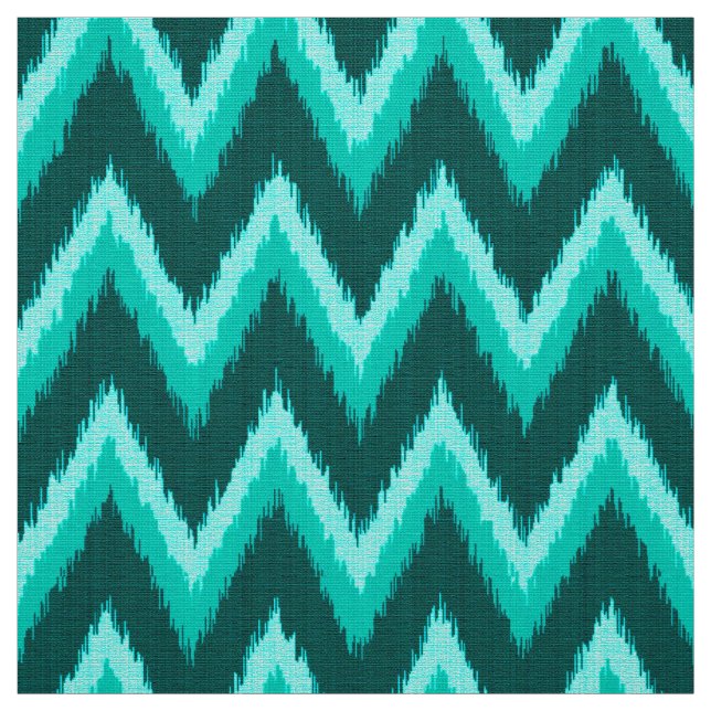 Ikat Chevron Stripes - Turquoise, Teal and Aqua Fabric (Swatch)