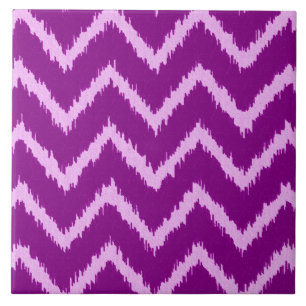 Ikat Chevrons - Amethyst purple and light orchid Ceramic Tile