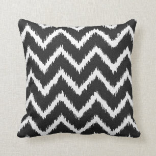 Ikat Chevrons - Black and white Cushion
