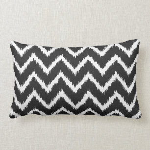 Ikat Chevrons - Black and white Lumbar Cushion