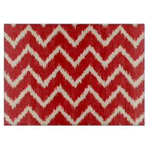 Ikat Chevrons - Chinese red and tan Cutting Board