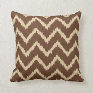 Ikat Chevrons - Chocolate brown and tan Cushion