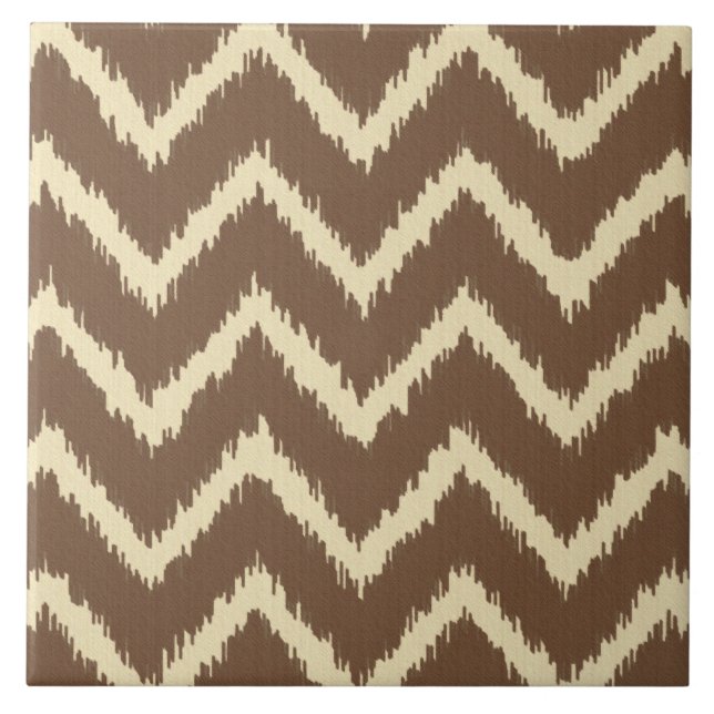 Ikat Chevrons - Chocolate brown and tan Tile (Front)