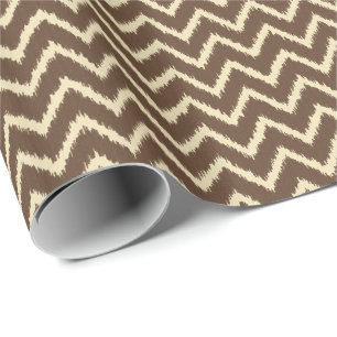 Ikat Chevrons - Chocolate brown and tan Wrapping Paper