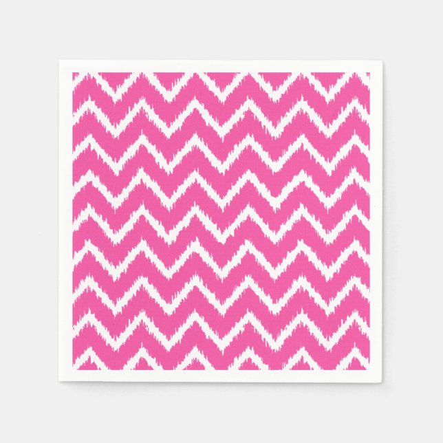 Ikat Chevrons - Deep fuchsia pink and white Napkin (Front)