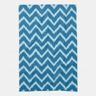 Ikat Chevrons - Indigo and Pale Blue Tea Towel