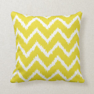 Ikat Chevrons - Mustard yellow and white Cushion