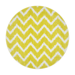 Ikat Chevrons - Mustard yellow and white Cutting Board
