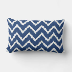 Ikat Chevrons - Navy blue and white Lumbar Cushion