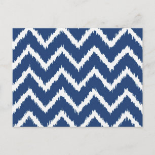 Ikat Chevrons - Navy blue and white Postcard