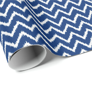 Ikat Chevrons - Navy blue and white Wrapping Paper