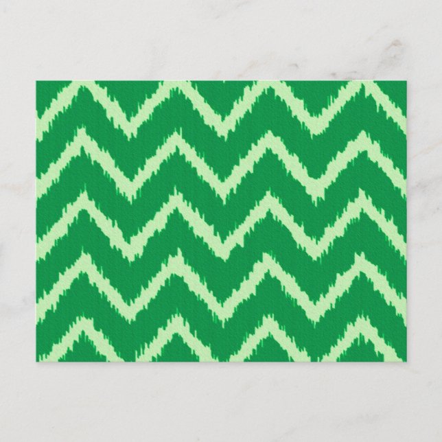 Ikat Chevrons - Pine and light green Postcard (Front)