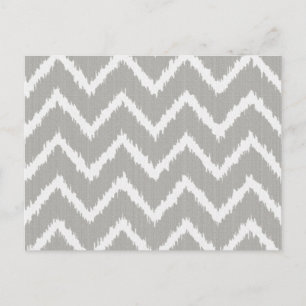 Ikat Chevrons - Silver grey and white Postcard