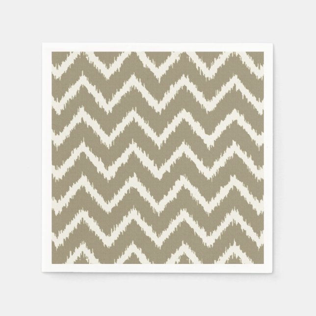 Ikat Chevrons - Taupe tan and beige Napkin (Front)