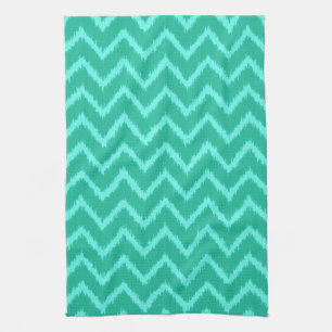 Ikat Chevrons - Turquoise and aqua Tea Towel