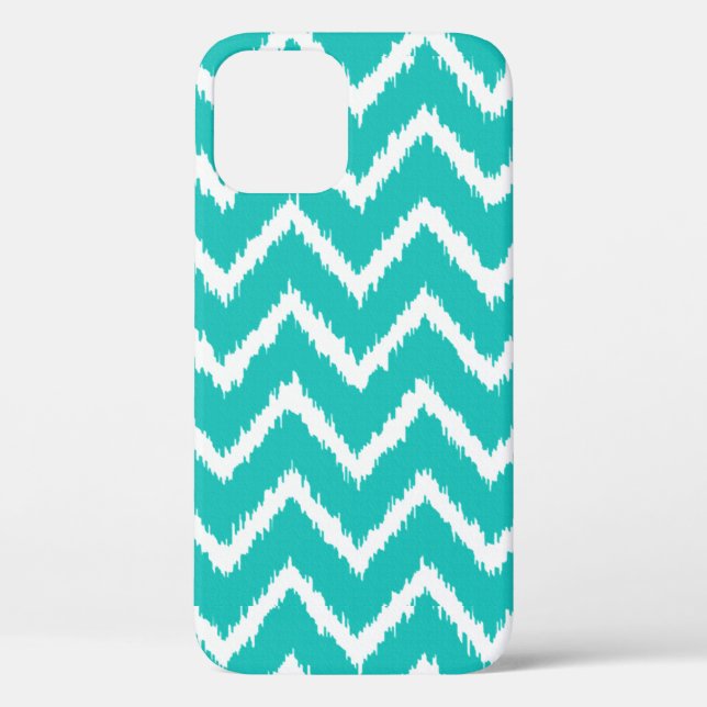 Ikat Chevrons - Turquoise and white Case-Mate iPhone Case (Back)