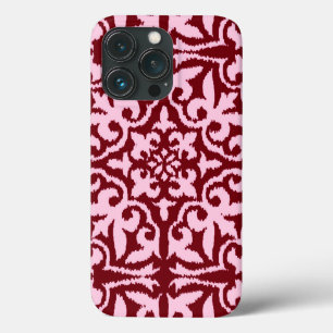 Ikat damask pattern - Burgundy and Pink iPhone 13 Pro Case