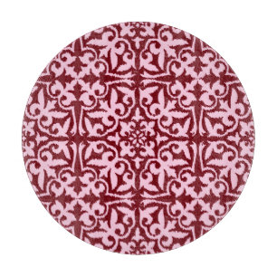 Ikat damask pattern - Burgundy and Pink Cutting Board