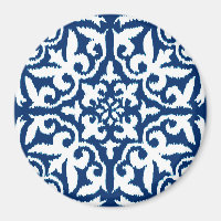 Ikat damask pattern - Cobalt Blue and White