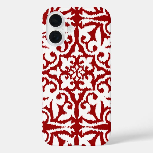Ikat damask pattern - Dark Red and White Case-Mate iPhone Case (Back)