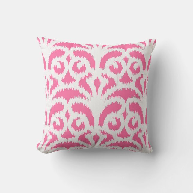 Ikat damask pattern - Hot pink Cushion (Front)