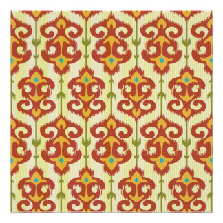 Ikat damask pattern poster
