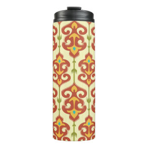 Ikat damask pattern thermal tumbler