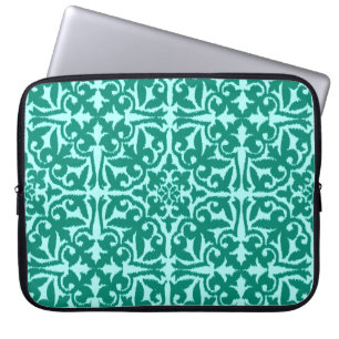 Ikat damask pattern - Turquoise and Aqua Laptop Sleeve