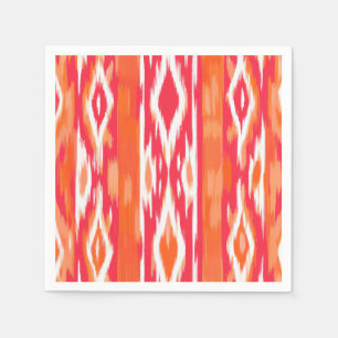 Ikat Design Paper Napkins Orange and Pink