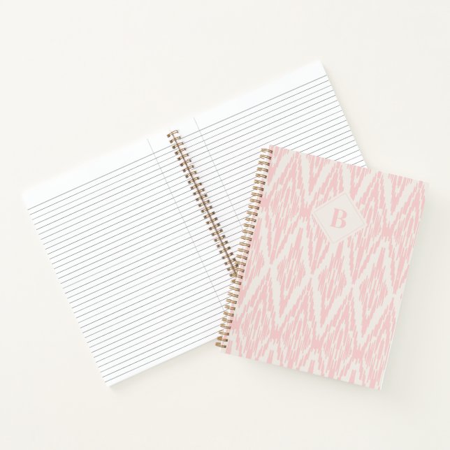 Ikat Diamond Pattern in Pastel Pink Monogram Notebook (Inside)