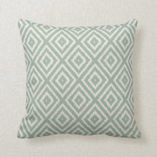 Ikat Diamond Pattern in Seafoam Green Cushion