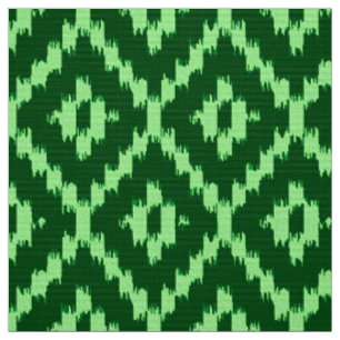 Ikat Diamond Pattern - Pine green and mint green Fabric
