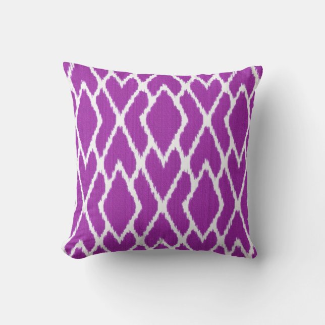 Ikat diamonds - Amethyst purple and white Cushion (Front)