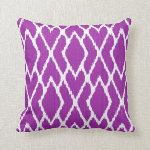 Ikat diamonds - Amethyst purple and white Cushion