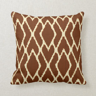 Ikat diamonds - Chocolate brown and cream Cushion