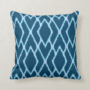 Ikat diamonds - Shades of denim blue Cushion