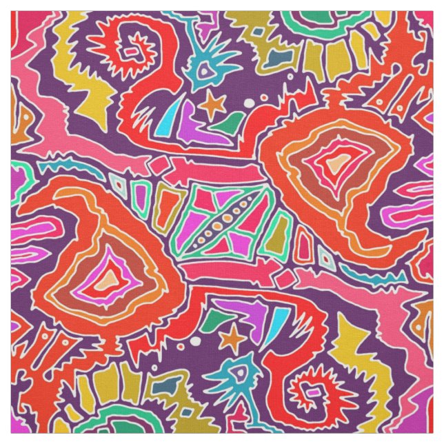 ikat doodle red fabric (Swatch)