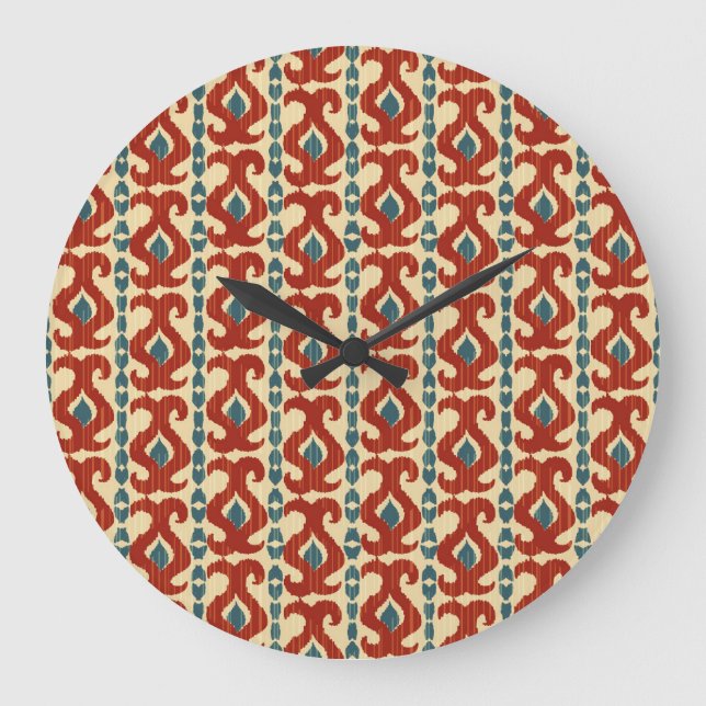 Ikat Elegance: Seamless Pattern Design. Large Clock (Front)