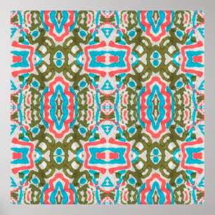 Ikat Ethnic Abstract Pattern. Shaman Pattern. Peni Poster