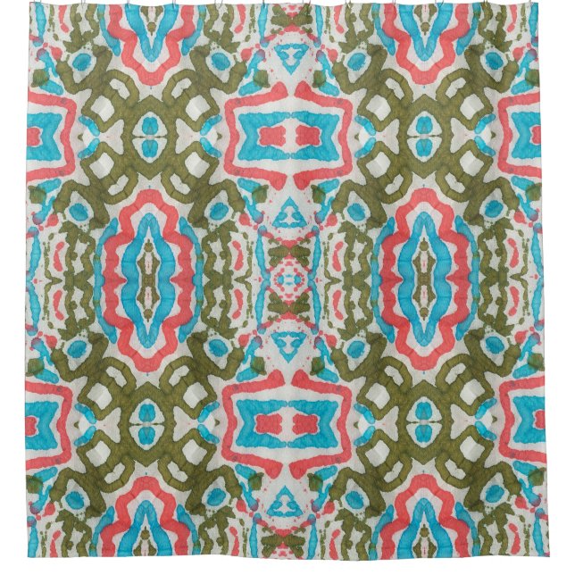 Ikat Ethnic: Abstract Shaman Pattern Shower Curtain (Front)