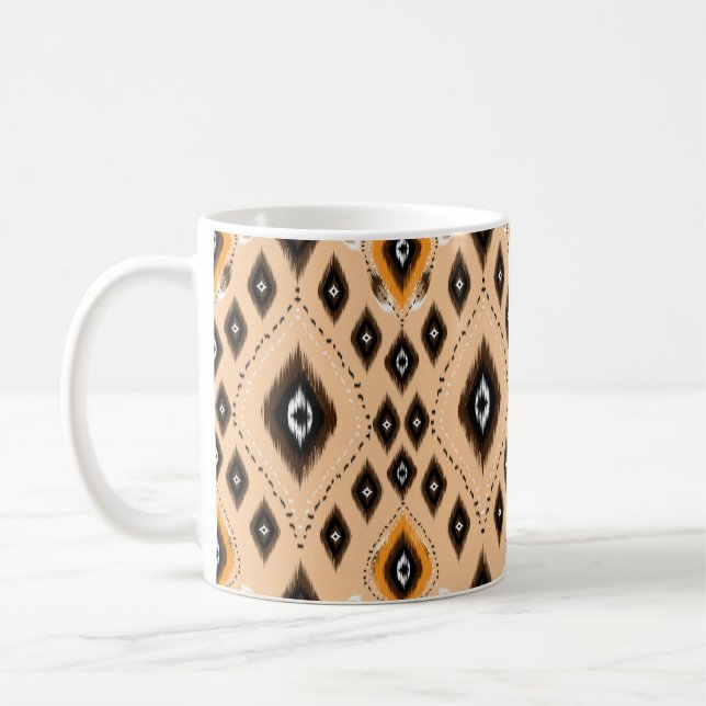 Ikat Ethnic Geometric Folklore Pattern Coffee Mug (Left)