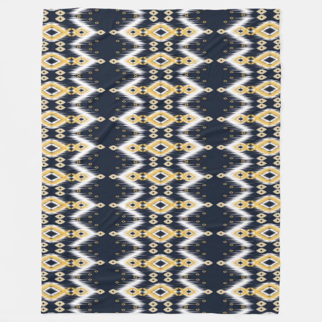 Ikat Ethnic Pattern Fleece Blanket (Front)