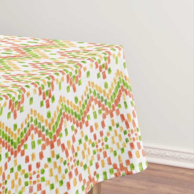 Ikat Ethnic Pattern on White to Customise Tablecloth (In Situ)