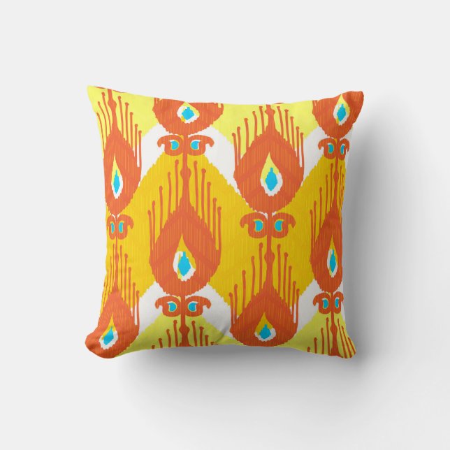 Ikat Fabric Pattern: Ethnic Vintage Design. Cushion (Front)